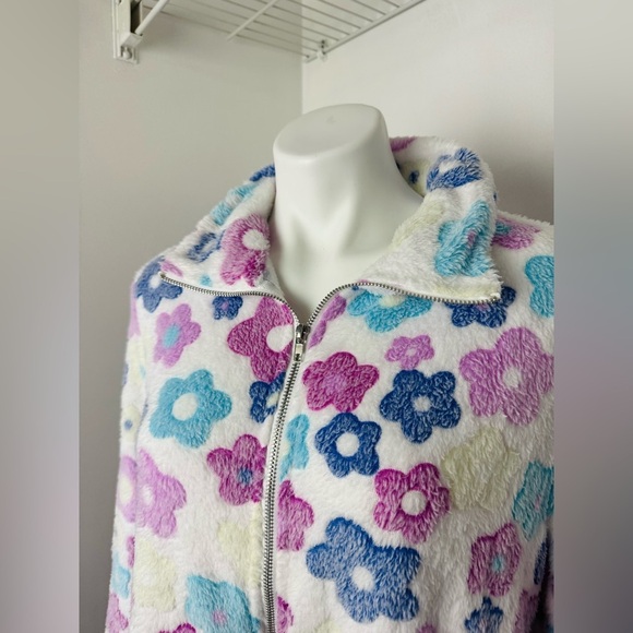 Floral Zip Up Long Sleeve Boutique Teddy Coat with Pockets - NWT 2XL - Picture 5 of 10